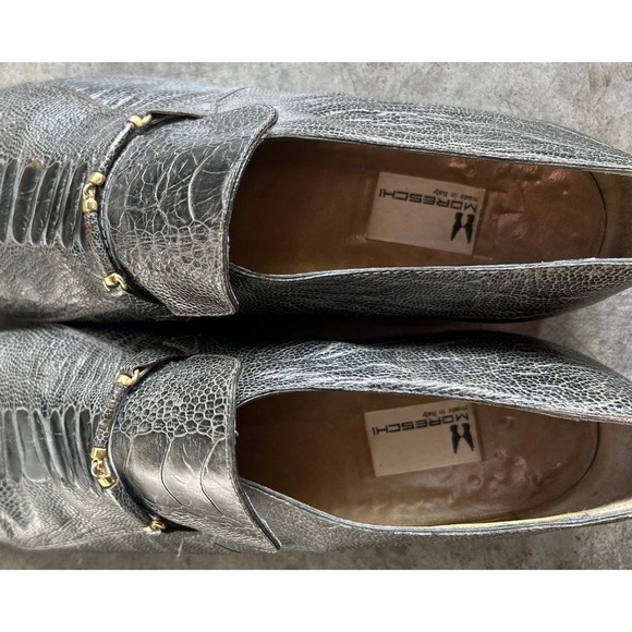Moreschi Ostrich Leather Loafers Made In Italy Men's Size 13 - Picture 8 of 16